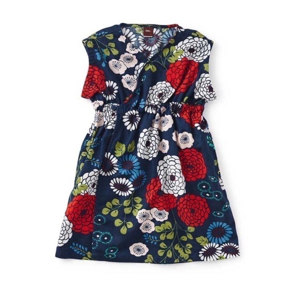 Tea Collection Lily Pond Wrap Dress 5 blue red